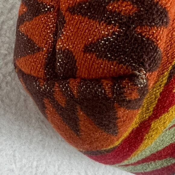 Vintage Handmade 12"X 12" Red Orange Southwestern Wool Boho Hippie Tote Bag - Picture 12 of 16